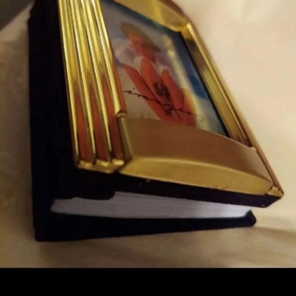 1980S NWT GOLD VELVET FRAMED PHOTO ALBUM BOOK 4 x 3 - 50 PAGES